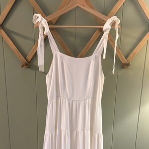 White tie-strap maxi dress